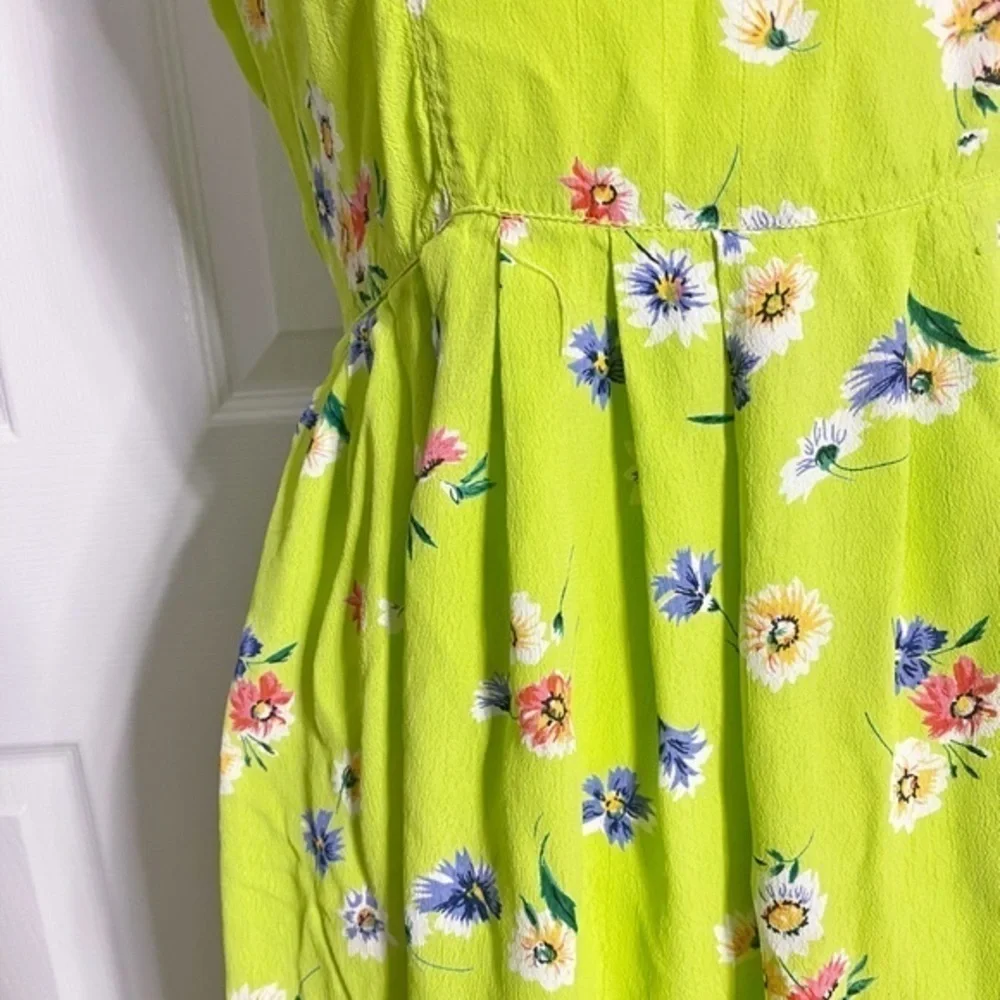 Mix Nouveau (New York) Vintage lime‎ green floral sleeveless midi dress - Picture 5 of 13